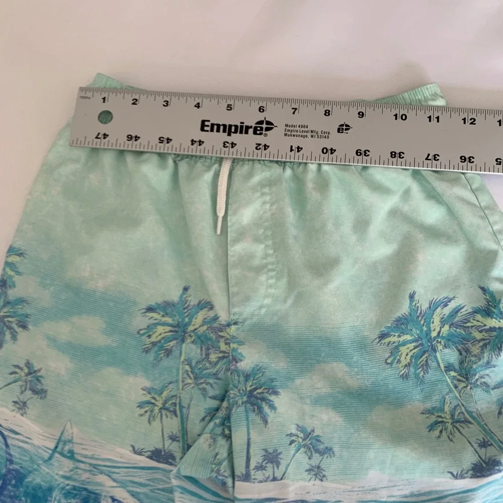 OshKosh Bgosh Shark‎ Tropical Swim Trunks Mint Green Blue Boys 10 Beach Vacation